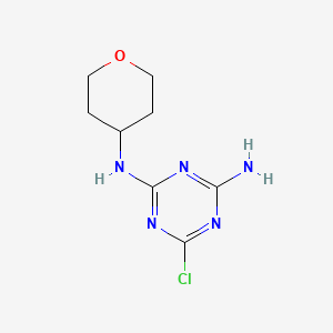 molecular formula C8H12ClN5O B7935427 6-Chloro-N2-(tetrahydro-2H-pyran-4-yl)-1,3,5-triazine-2,4-diamine 