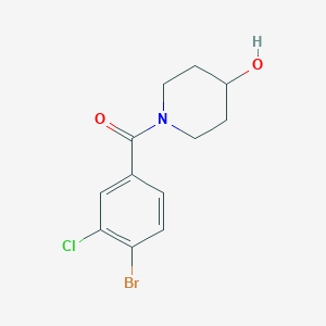 molecular formula C12H13BrClNO2 B7935487 (4-Bromo-3-chlorophenyl)(4-hydroxypiperidin-1-yl)methanone 