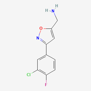 molecular formula C10H8ClFN2O B7935683 [3-(3-Chloro-4-fluorophenyl)-1,2-oxazol-5-yl]methanamine 