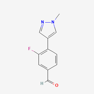 molecular formula C11H9FN2O B7936046 3-Fluoro-4-(1-methyl-1H-pyrazol-4-yl)benzaldehyde 