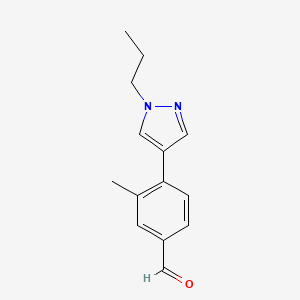 molecular formula C14H16N2O B7936062 3-Methyl-4-(1-propyl-1H-pyrazol-4-yl)benzaldehyde 