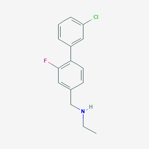 molecular formula C15H15ClFN B7936083 N-((3'-chloro-2-fluoro-[1,1'-biphenyl]-4-yl)methyl)ethanamine 