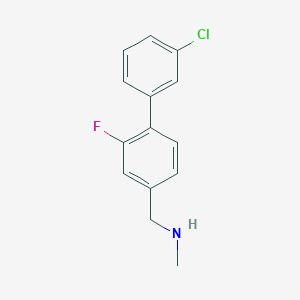 molecular formula C14H13ClFN B7936087 {[4-(3-Chlorophenyl)-3-fluorophenyl]methyl}(methyl)amine 