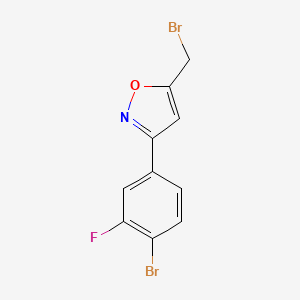 molecular formula C10H6Br2FNO B7936114 3-(4-Bromo-3-fluorophenyl)-5-(bromomethyl)-1,2-oxazole 