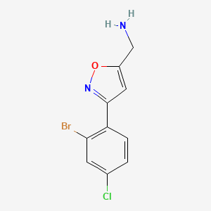 molecular formula C10H8BrClN2O B7936244 [3-(2-Bromo-4-chlorophenyl)-1,2-oxazol-5-yl]methanamine 