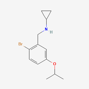 molecular formula C13H18BrNO B7936284 N-{[2-bromo-5-(propan-2-yloxy)phenyl]methyl}cyclopropanamine 
