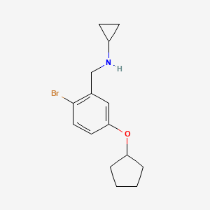 molecular formula C15H20BrNO B7936305 N-{[2-bromo-5-(cyclopentyloxy)phenyl]methyl}cyclopropanamine 