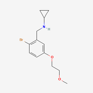 molecular formula C13H18BrNO2 B7936320 N-{[2-bromo-5-(2-methoxyethoxy)phenyl]methyl}cyclopropanamine 