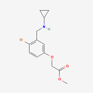 molecular formula C13H16BrNO3 B7936331 Methyl 2-{4-bromo-3-[(cyclopropylamino)methyl]phenoxy}acetate 