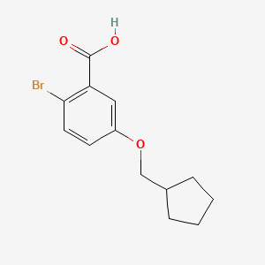molecular formula C13H15BrO3 B7936341 2-Bromo-5-(cyclopentylmethoxy)benzoic acid 