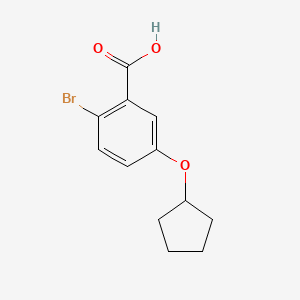 molecular formula C12H13BrO3 B7936372 2-Bromo-5-(cyclopentyloxy)benzoic acid 