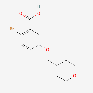 molecular formula C13H15BrO4 B7936385 2-Bromo-5-[(oxan-4-yl)methoxy]benzoic acid 