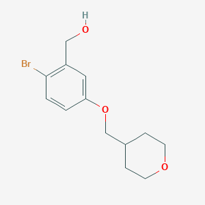 molecular formula C13H17BrO3 B7936396 (2-Bromo-5-((tetrahydro-2H-pyran-4-yl)methoxy)phenyl)methanol 