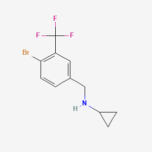 molecular formula C11H11BrF3N B7936573 N-{[4-bromo-3-(trifluoromethyl)phenyl]methyl}cyclopropanamine 