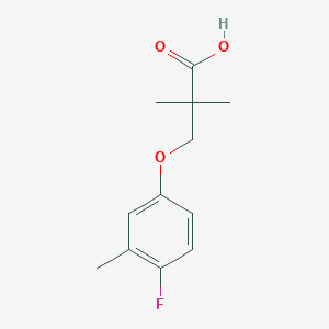 molecular formula C12H15FO3 B7936608 3-(4-Fluoro-3-methylphenoxy)-2,2-dimethylpropanoic acid 