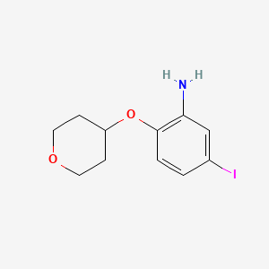 molecular formula C11H14INO2 B7936657 5-iodo-2-(tetrahydro-2H-pyran-4-yloxy)benzenamine 