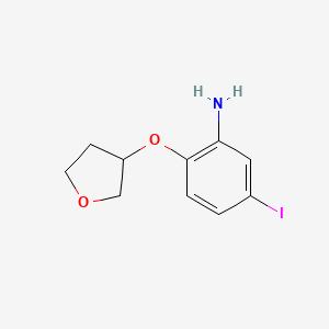 molecular formula C10H12INO2 B7936668 5-Iodo-2-(oxolan-3-yloxy)aniline 