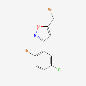 molecular formula C10H6Br2ClNO B7936735 3-(2-Bromo-5-chlorophenyl)-5-(bromomethyl)-1,2-oxazole 