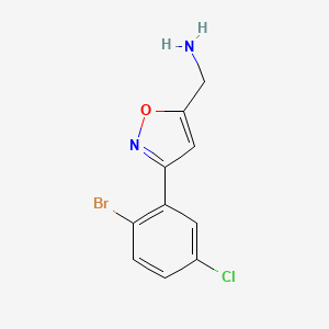 molecular formula C10H8BrClN2O B7936740 [3-(2-Bromo-5-chlorophenyl)-1,2-oxazol-5-yl]methanamine 