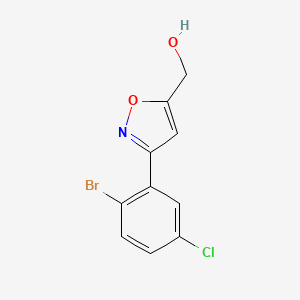 molecular formula C10H7BrClNO2 B7936747 [3-(2-Bromo-5-chlorophenyl)-1,2-oxazol-5-yl]methanol 