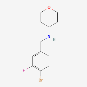 N-[(4-bromo-3-fluorophenyl)methyl]oxan-4-amine