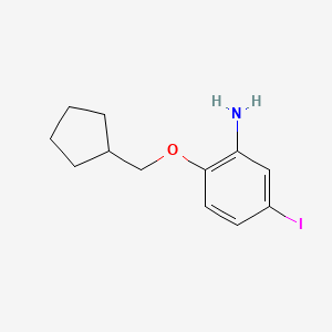 molecular formula C12H16INO B7937012 2-(Cyclopentylmethoxy)-5-iodoaniline 