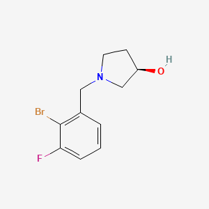 molecular formula C11H13BrFNO B7937241 (3R)-1-[(2-bromo-3-fluorophenyl)methyl]pyrrolidin-3-ol 