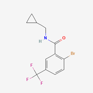 molecular formula C12H11BrF3NO B7937283 2-Bromo-N-(cyclopropylmethyl)-5-(trifluoromethyl)benzamide 
