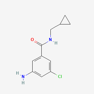 molecular formula C11H13ClN2O B7937373 3-Amino-5-chloro-N-cyclopropylmethyl-benzamide 