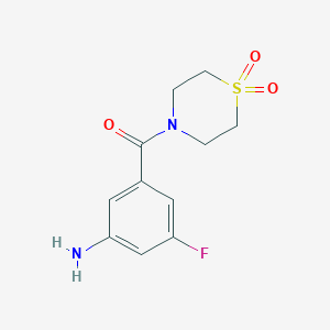 molecular formula C11H13FN2O3S B7937410 (3-Amino-5-fluorophenyl)(1,1-dioxidothiomorpholino)methanone 