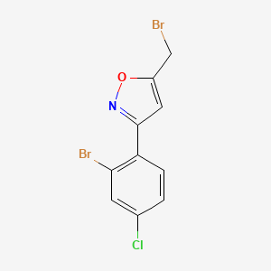 molecular formula C10H6Br2ClNO B7937600 3-(2-Bromo-4-chlorophenyl)-5-(bromomethyl)-1,2-oxazole 