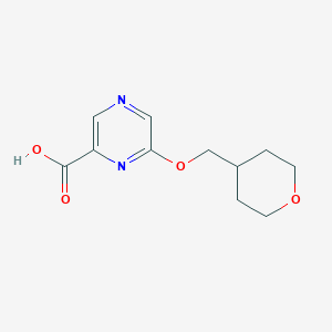 molecular formula C11H14N2O4 B7938306 6-[(Tetrahydro-2H-pyran-4-yl)methoxy]pyrazine-2-carboxylic acid 
