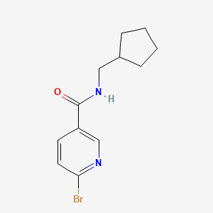 molecular formula C12H15BrN2O B7938348 6-Bromo-N-cyclopentylmethyl-nicotinamide 