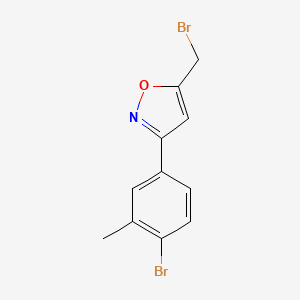 molecular formula C11H9Br2NO B7938399 5-(Bromomethyl)-3-(4-bromo-3-methylphenyl)-1,2-oxazole 