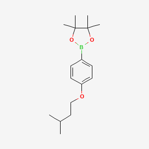 molecular formula C17H27BO3 B7938531 4,4,5,5-Tetramethyl-2-[4-(3-methylbutoxy)phenyl]-1,3,2-dioxaborolane 