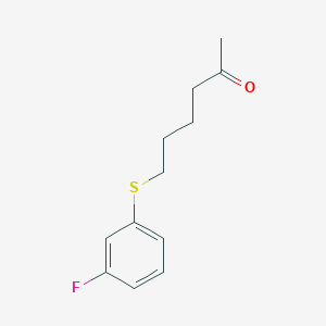 molecular formula C12H15FOS B7938675 6-[(3-Fluorophenyl)sulfanyl]hexan-2-one 