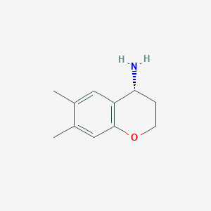 molecular formula C11H15NO B7938880 (4R)-6,7-Dimethyl-3,4-dihydro-2H-1-benzopyran-4-amine CAS No. 1055949-67-1