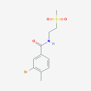 molecular formula C11H14BrNO3S B7939050 3-Bromo-4-methyl-N-(2-(methylsulfonyl)ethyl)benzamide 