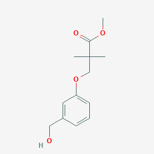 molecular formula C13H18O4 B7939132 Methyl 3-(3-(hydroxymethyl)phenoxy)-2,2-dimethylpropanoate 