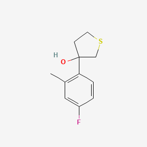 molecular formula C11H13FOS B7939223 3-(4-Fluoro-2-methylphenyl)thiolan-3-ol 