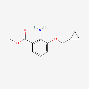 molecular formula C12H15NO3 B7939783 Methyl 2-amino-3-(cyclopropylmethoxy)benzoate 