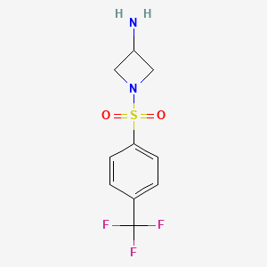 molecular formula C10H11F3N2O2S B7939981 1-[4-(Trifluoromethyl)benzenesulfonyl]azetidin-3-amine 