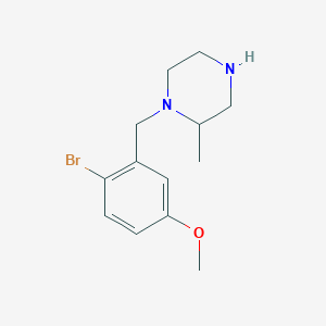 molecular formula C13H19BrN2O B7940163 1-[(2-Bromo-5-methoxyphenyl)methyl]-2-methylpiperazine 