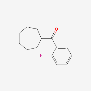 molecular formula C14H17FO B7940295 2-Fluorophenyl cycloheptyl ketone 