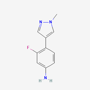 molecular formula C10H10FN3 B7940434 3-Fluoro-4-(1-methyl-1H-pyrazol-4-yl)aniline 
