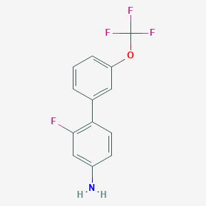 molecular formula C13H9F4NO B7940484 4-Amino-2-fluoro-3'-(trifluoromethoxy)biphenyl 