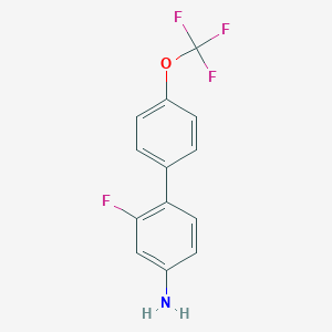 molecular formula C13H9F4NO B7940491 2-Fluoro-4'-(trifluoromethoxy)-[1,1'-biphenyl]-4-amine 