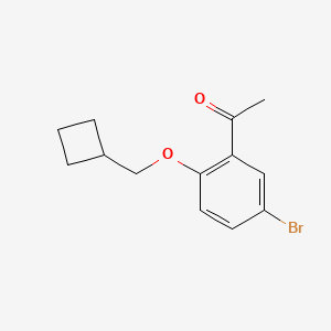 molecular formula C13H15BrO2 B7940576 1-[5-Bromo-2-(cyclobutylmethoxy)phenyl]ethan-1-one 