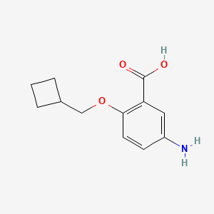 molecular formula C12H15NO3 B7940626 5-Amino-2-(cyclobutylmethoxy)benzoic acid 