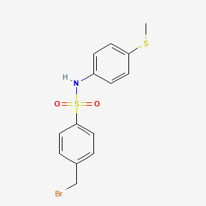 molecular formula C14H14BrNO2S2 B7940760 4-(bromomethyl)-N-(4-methylsulfanylphenyl)benzenesulfonamide 
